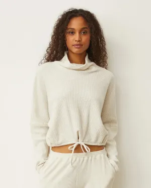 MONROW - Brushed Thermal Drawcord Waist Sweatshirt in Ash