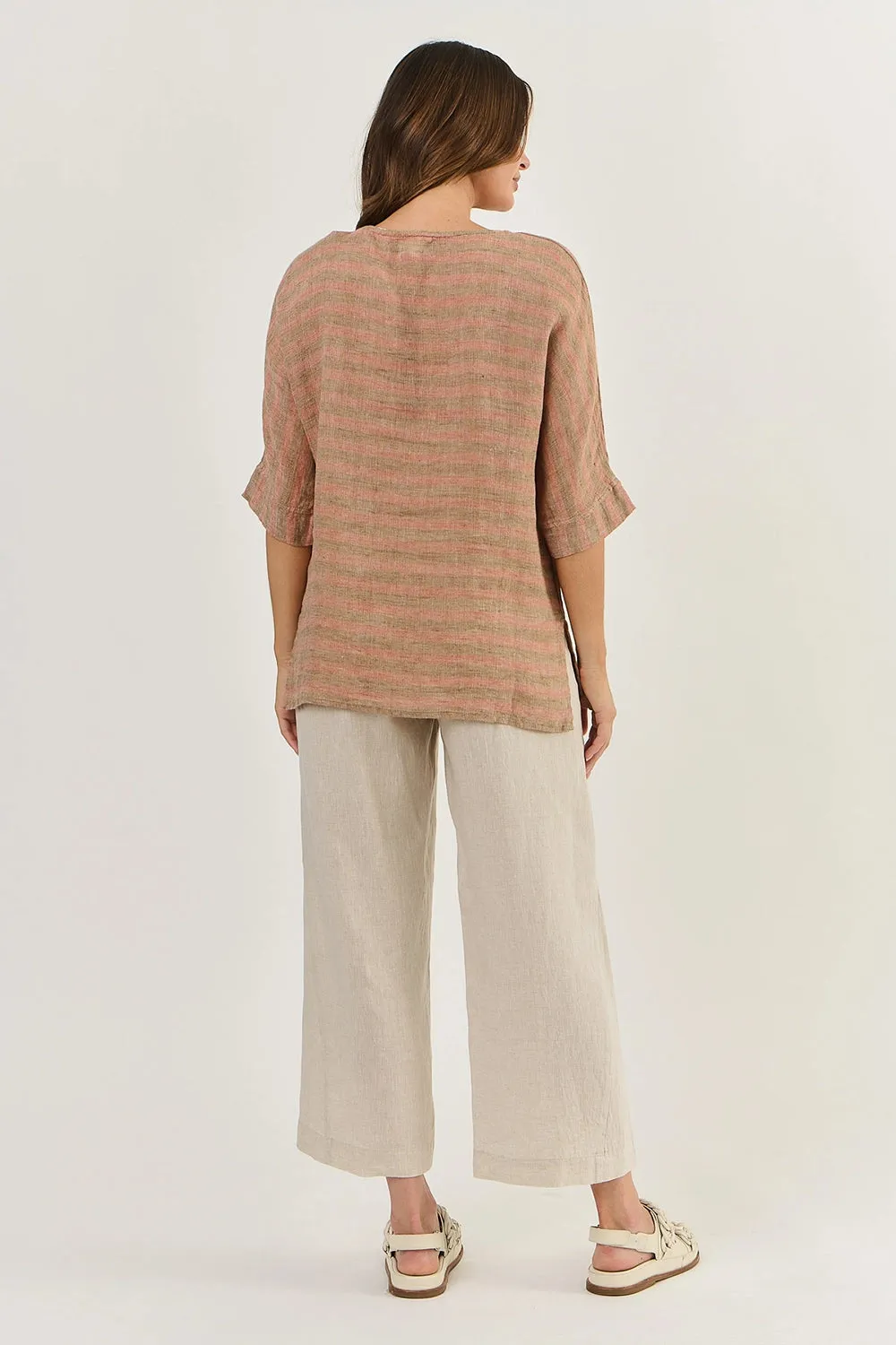 Naturals by O&J Round Neck Tunic Top in Brick GA285