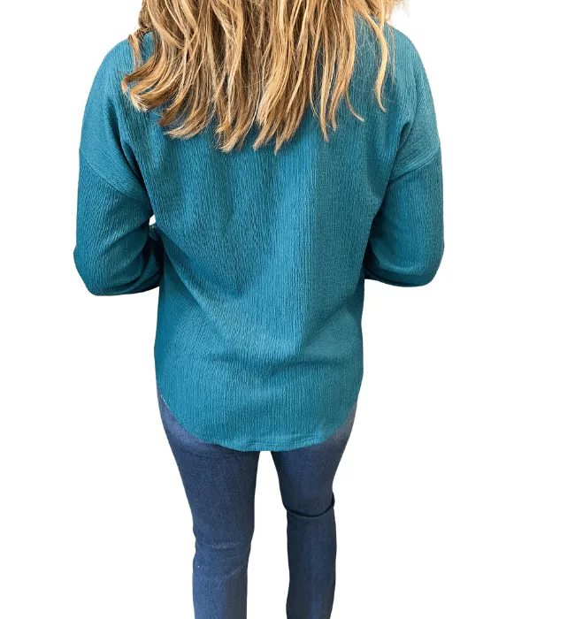 Nolen Teal Button Front Top