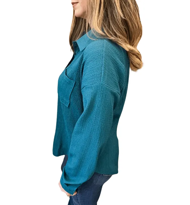 Nolen Teal Button Front Top