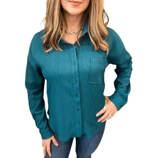 Nolen Teal Button Front Top