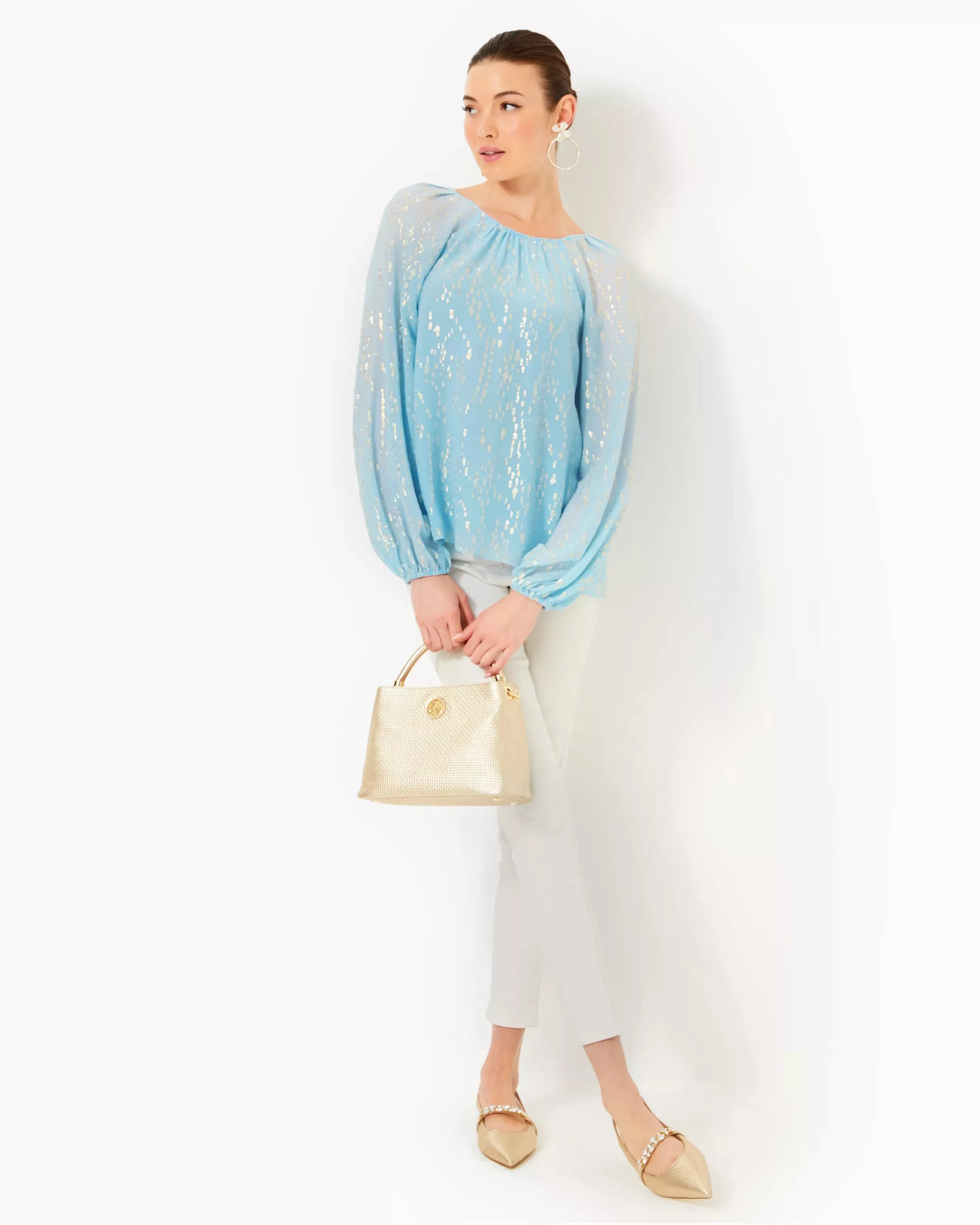Noraleen Silk Top - Bonaire Blue Fish Clip Chiffon
