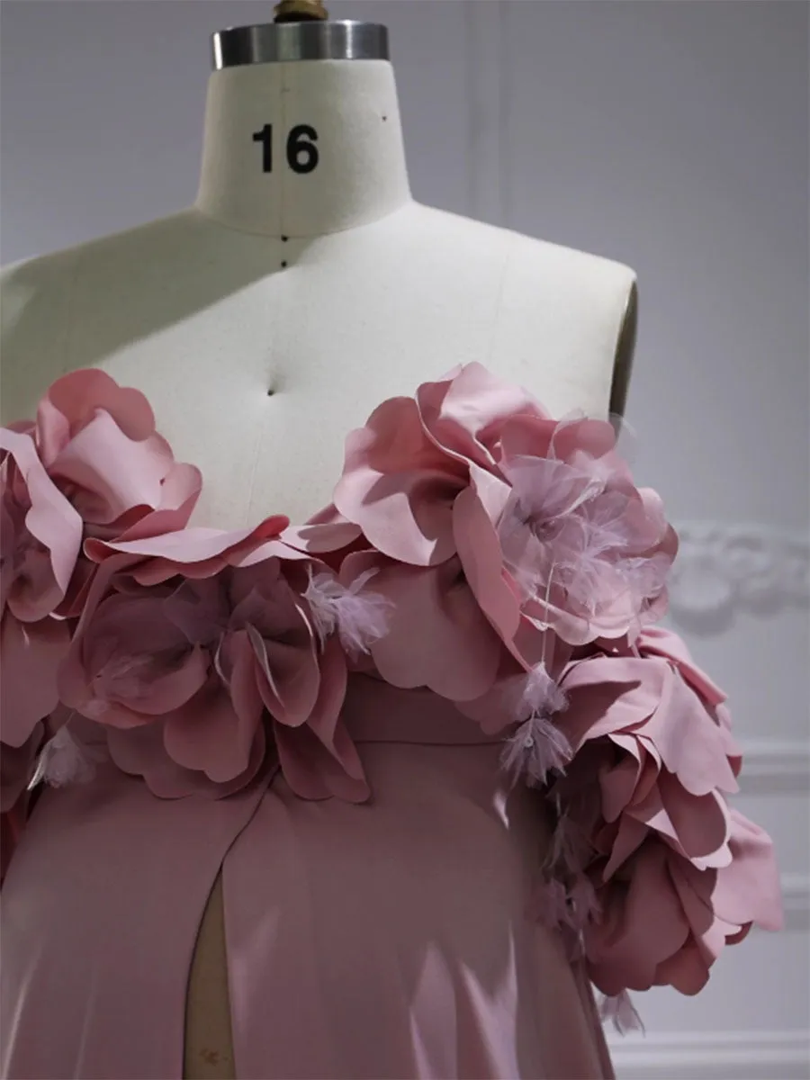 Off Shoulder Handmade Flower Maternity Dress for Photo Shoot Maternity Gown for Baby Shower