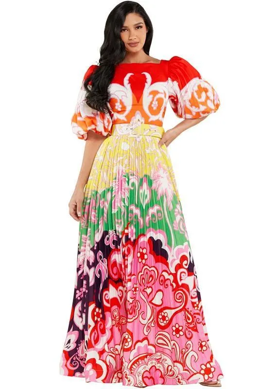 OPEN BACK PLEATED MAXI DRESS