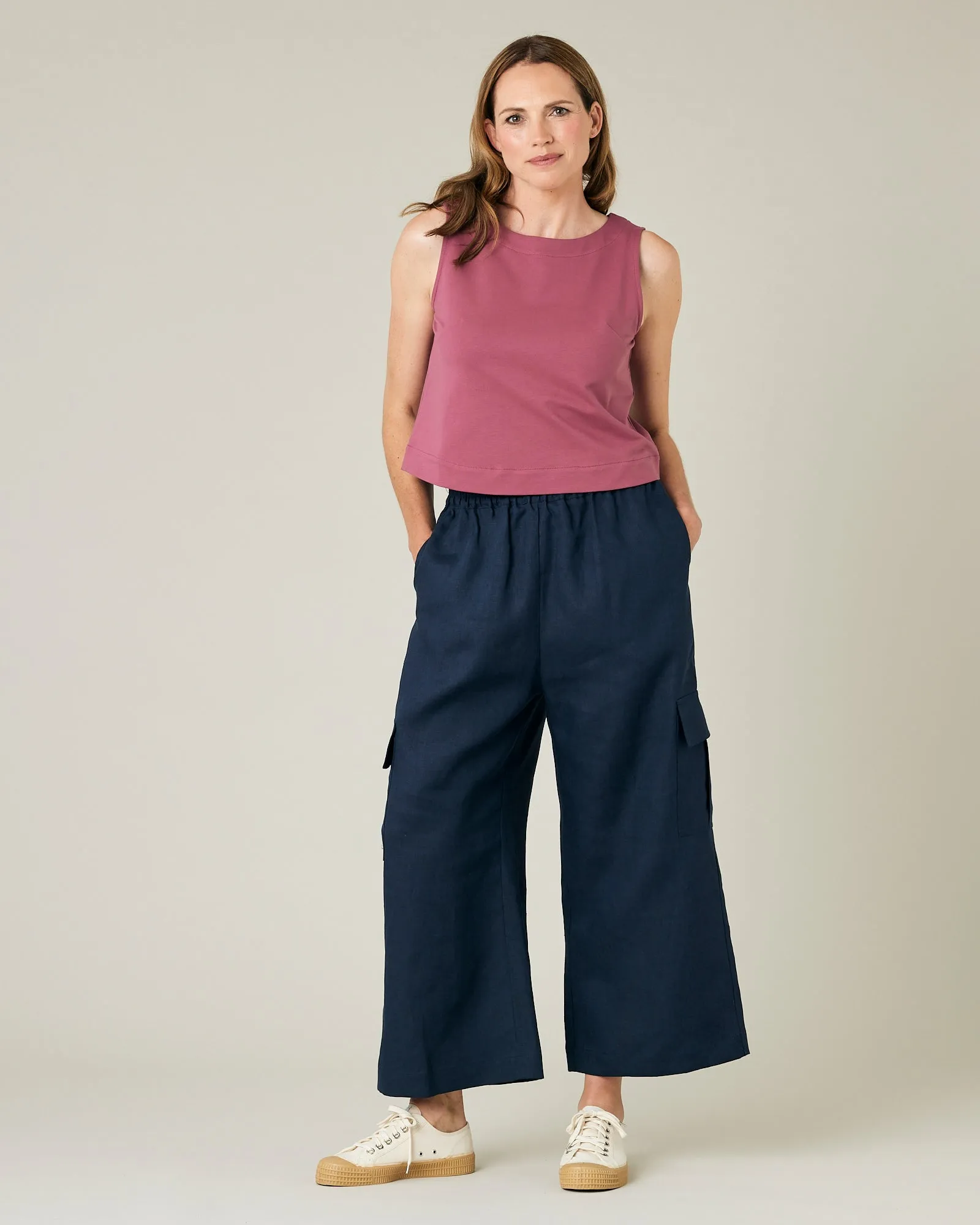 Orla Light Navy Linen Trousers