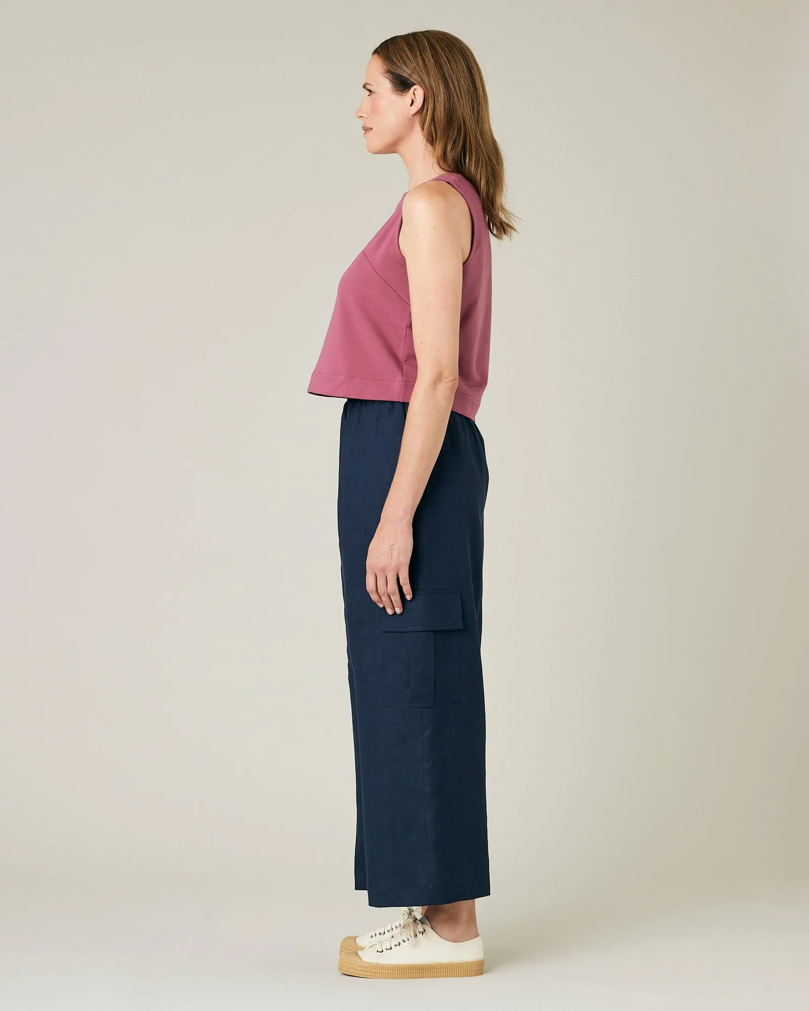 Orla Light Navy Linen Trousers