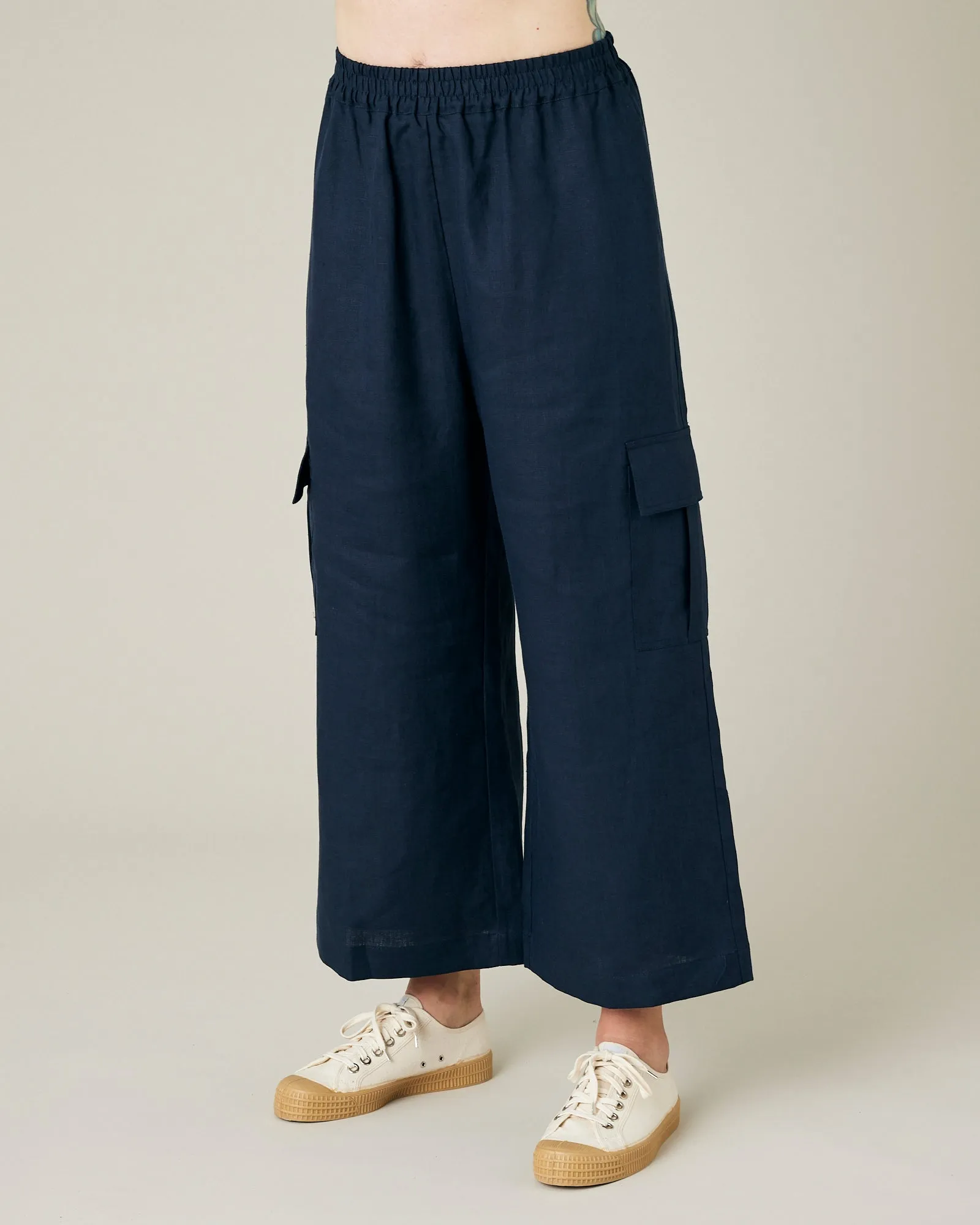 Orla Light Navy Linen Trousers