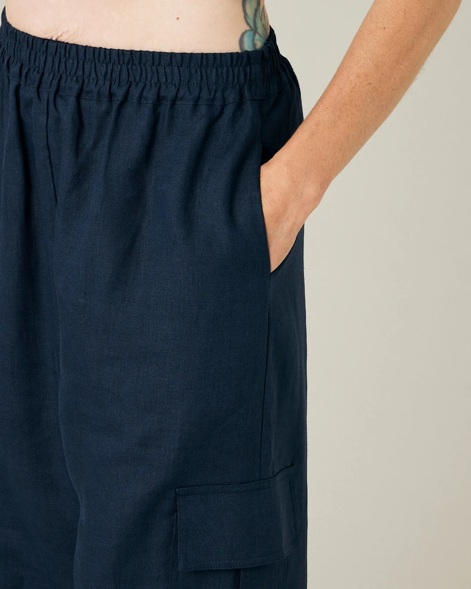 Orla Light Navy Linen Trousers