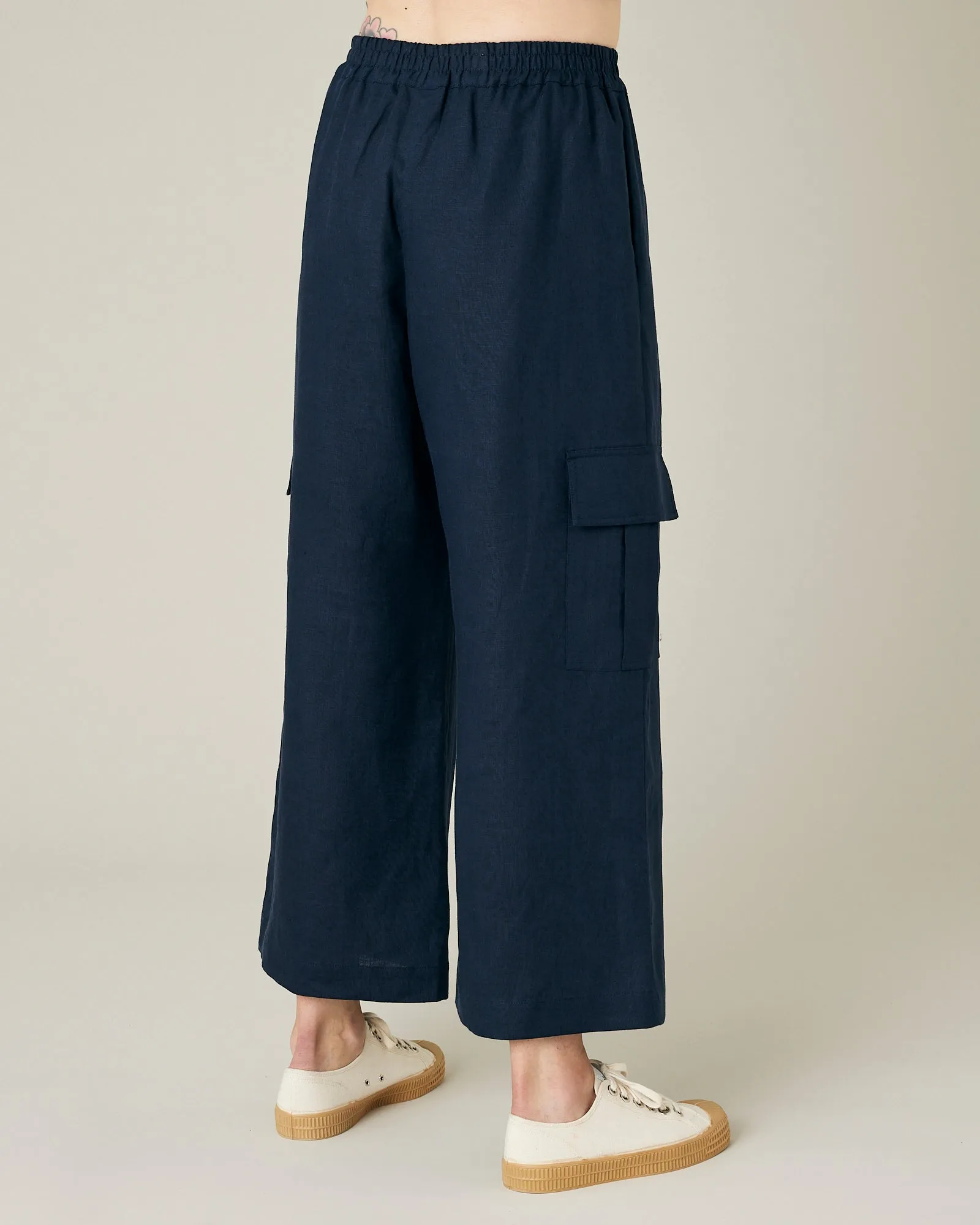 Orla Light Navy Linen Trousers