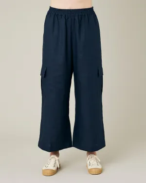 Orla Light Navy Linen Trousers
