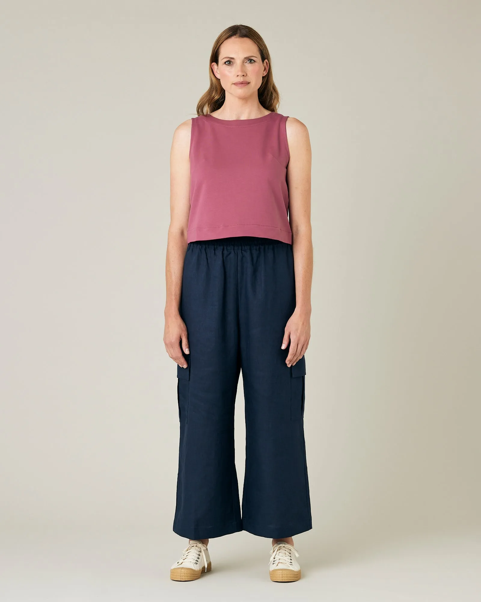 Orla Light Navy Linen Trousers