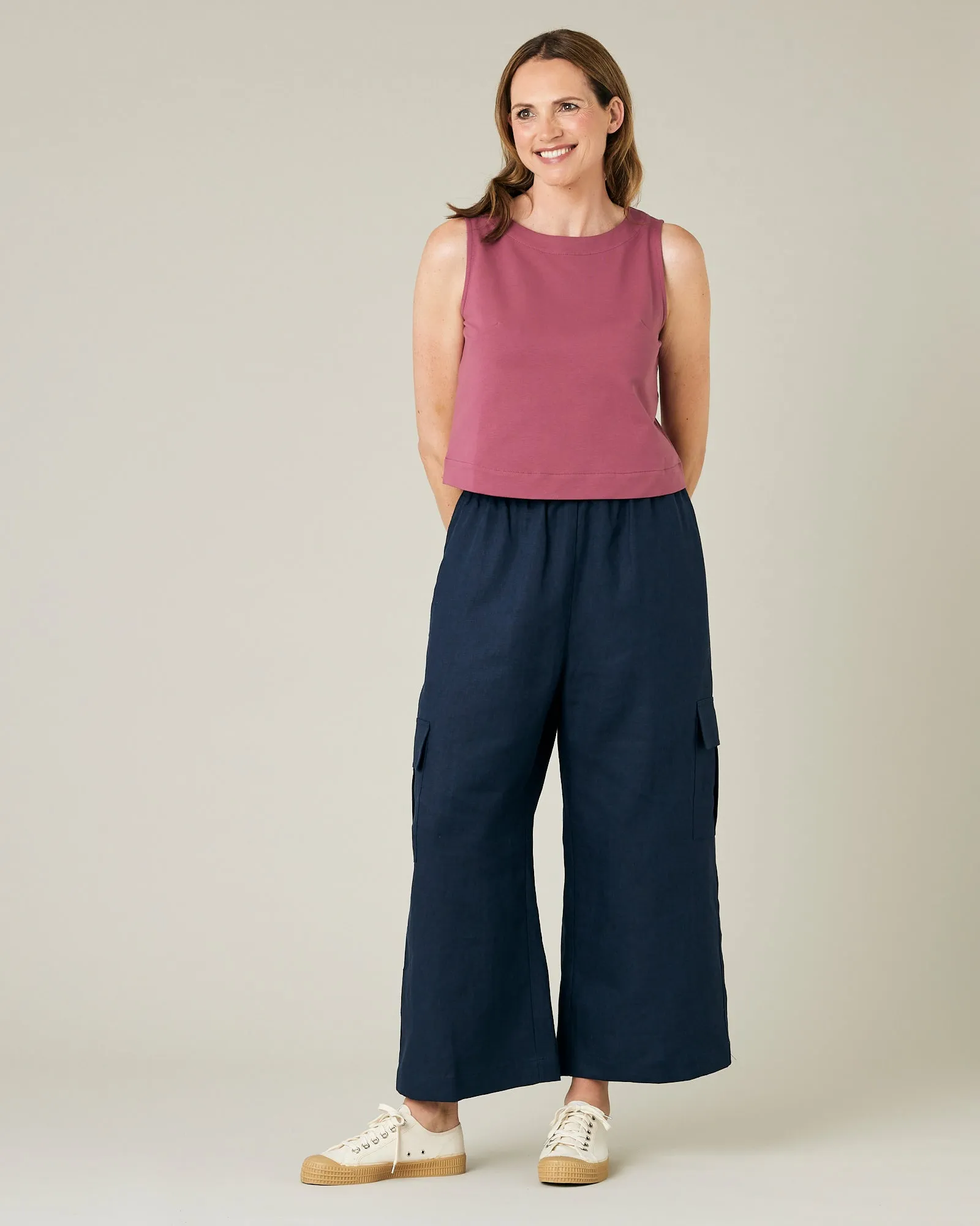 Orla Light Navy Linen Trousers