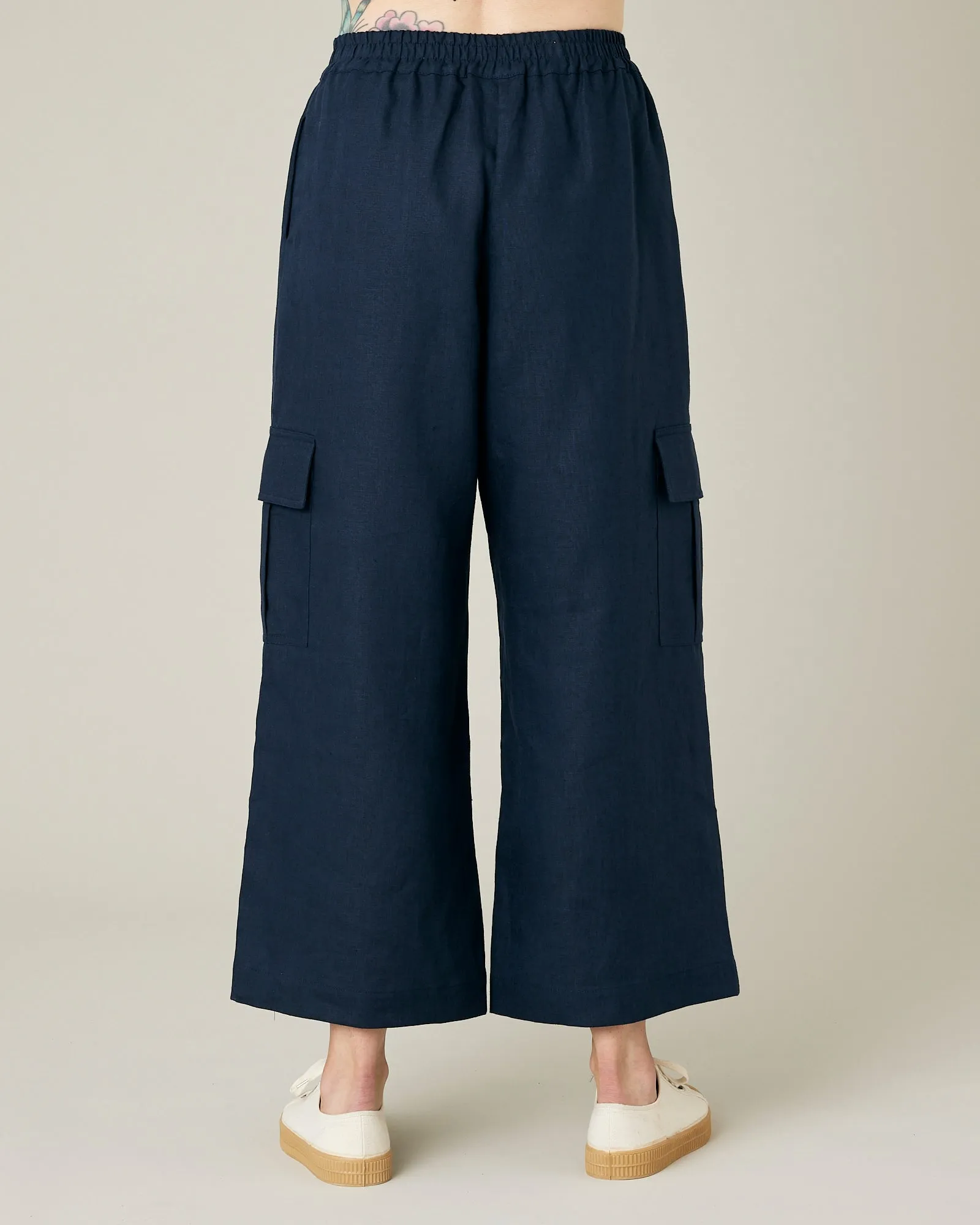 Orla Light Navy Linen Trousers