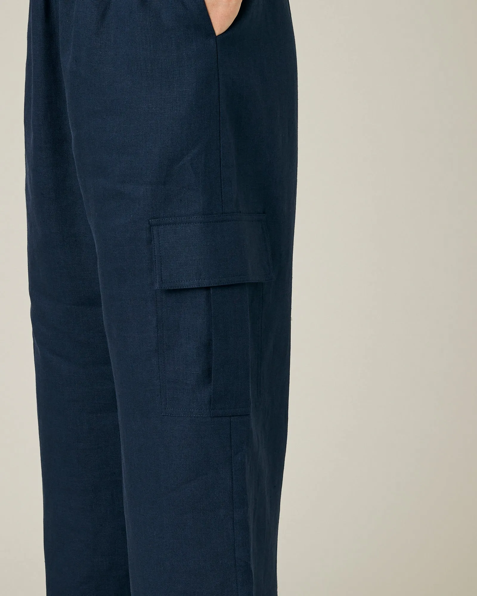 Orla Light Navy Linen Trousers