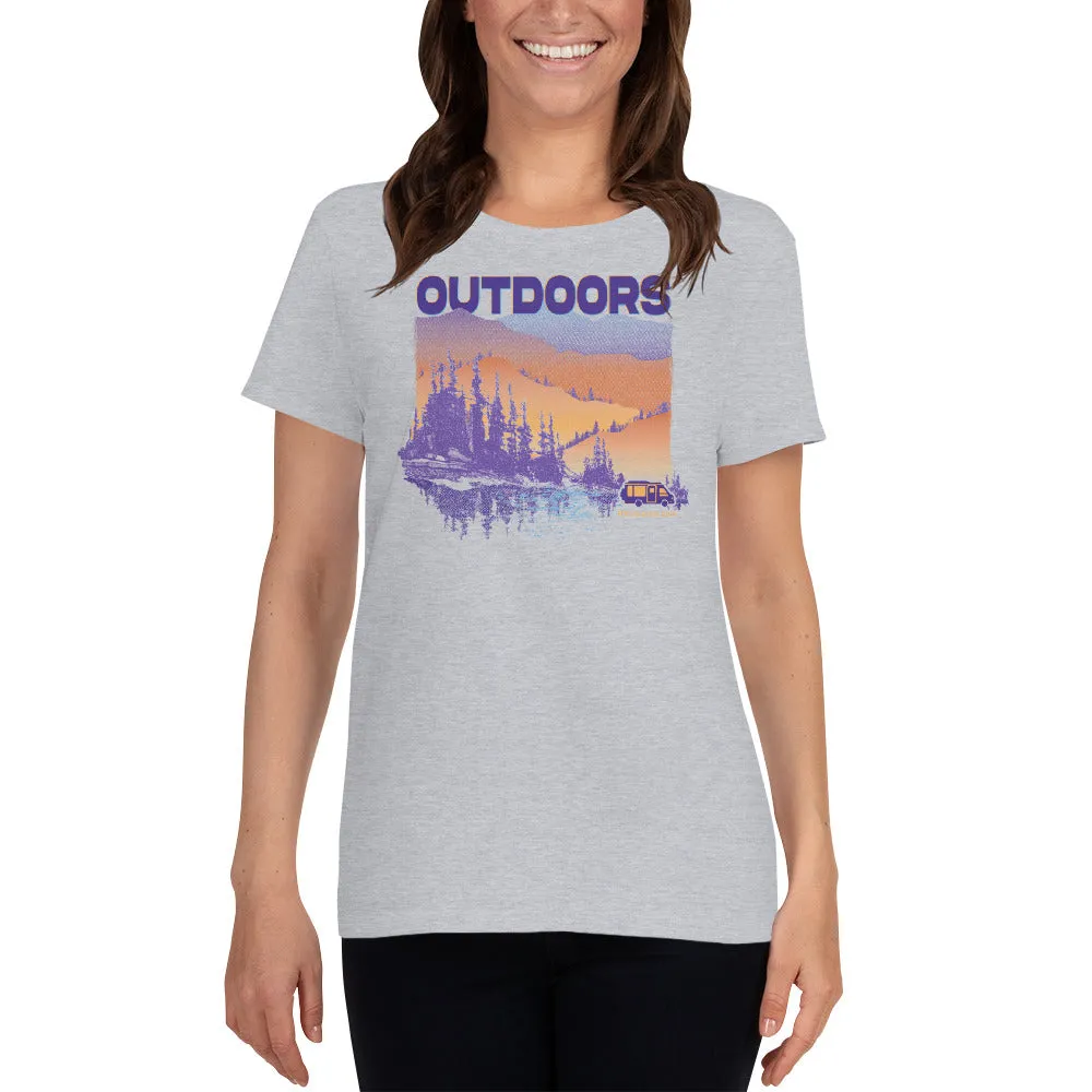 Outdoors Women's short sleeve t-shirt - Black, Navy, Forest Green, Purple, Sport Grey