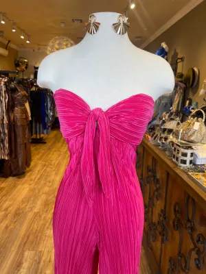 Pleated Front Tie Tube Jumpsuit