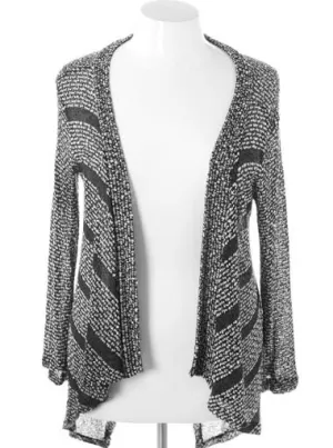 Plus Size Boucle Knit Long Sleeve Cardigan