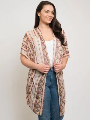 PLUS SIZE TAUPE OPEN CARDIGAN