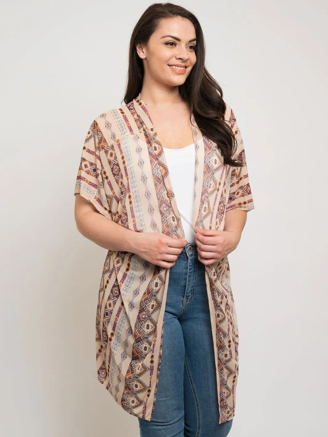 PLUS SIZE TAUPE OPEN CARDIGAN