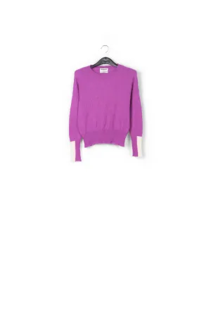 Purple light knit sweater with contrasting cuffs