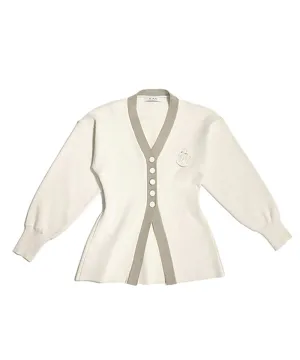Q.C PLAY: V-Neck Button Patch Half Cardigan - 2 Colors