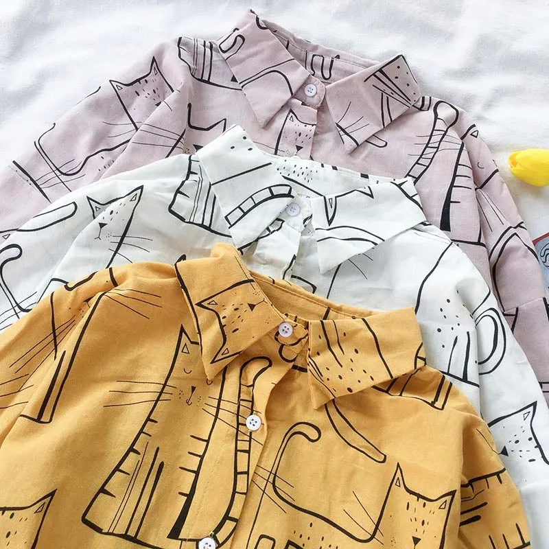 "KAWAII CAT" LONG SLEEVED SUN PROTECTION SHIRT K100310