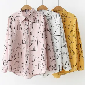 "KAWAII CAT" LONG SLEEVED SUN PROTECTION SHIRT K100310