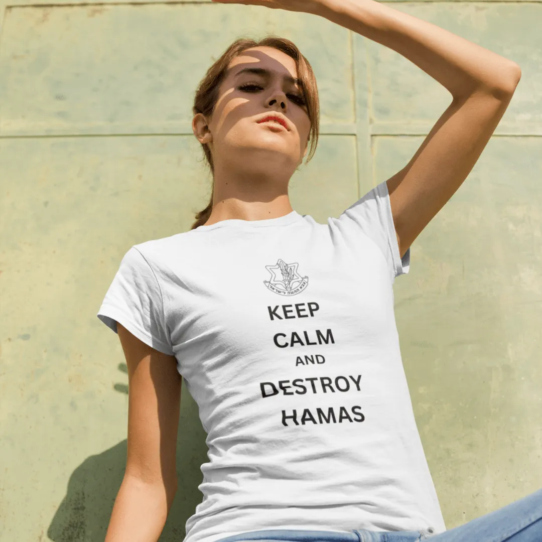 "Keep Calm" White Custom T-Shirt for Women | Art by Ori Bejerano