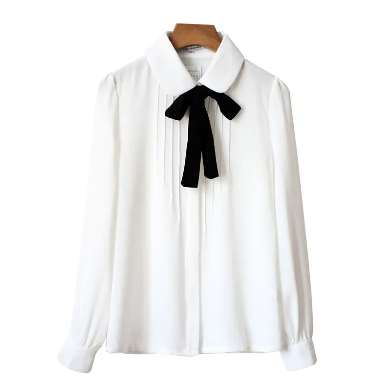 "WHITE SWEET BOW CHIFFON" SHIRT D072002