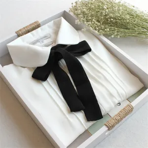 "WHITE SWEET BOW CHIFFON" SHIRT D072002