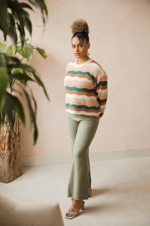 Relaxed Wide Leg Knit Trousers