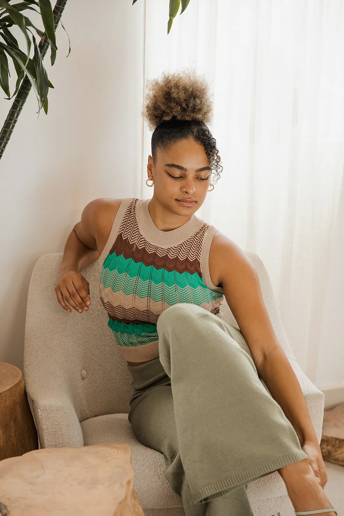 Relaxed Wide Leg Knit Trousers