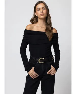 Rib Long Sleeve Paloma Top Black