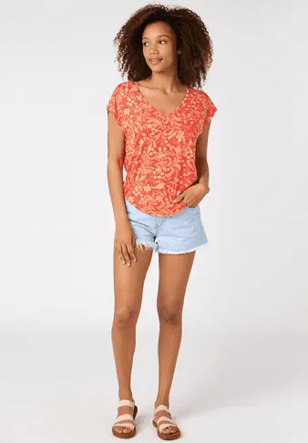 Rip Curl Sun Rays Reverse Ladies Tee Red