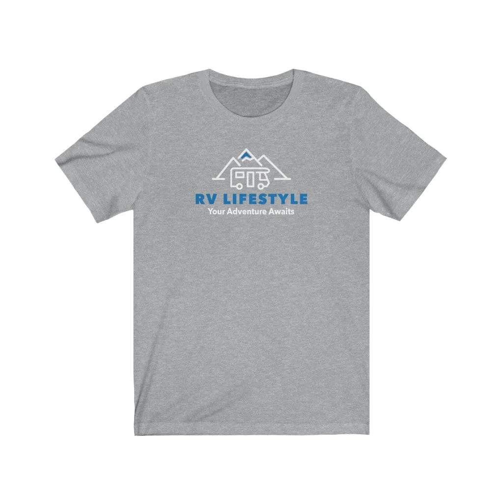RV Lifestyle Logo Soft Men and Women's Jersey Short Sleeve Tee - Black, Dark Grey, Aqua, Athletic Heather, Dark Grey Heather, Heather Navy, Navy, Team Purple