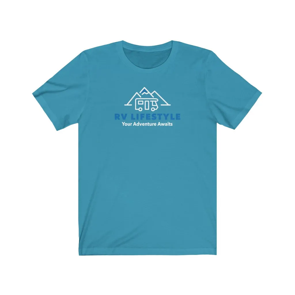 RV Lifestyle Logo Soft Men and Women's Jersey Short Sleeve Tee - Black, Dark Grey, Aqua, Athletic Heather, Dark Grey Heather, Heather Navy, Navy, Team Purple