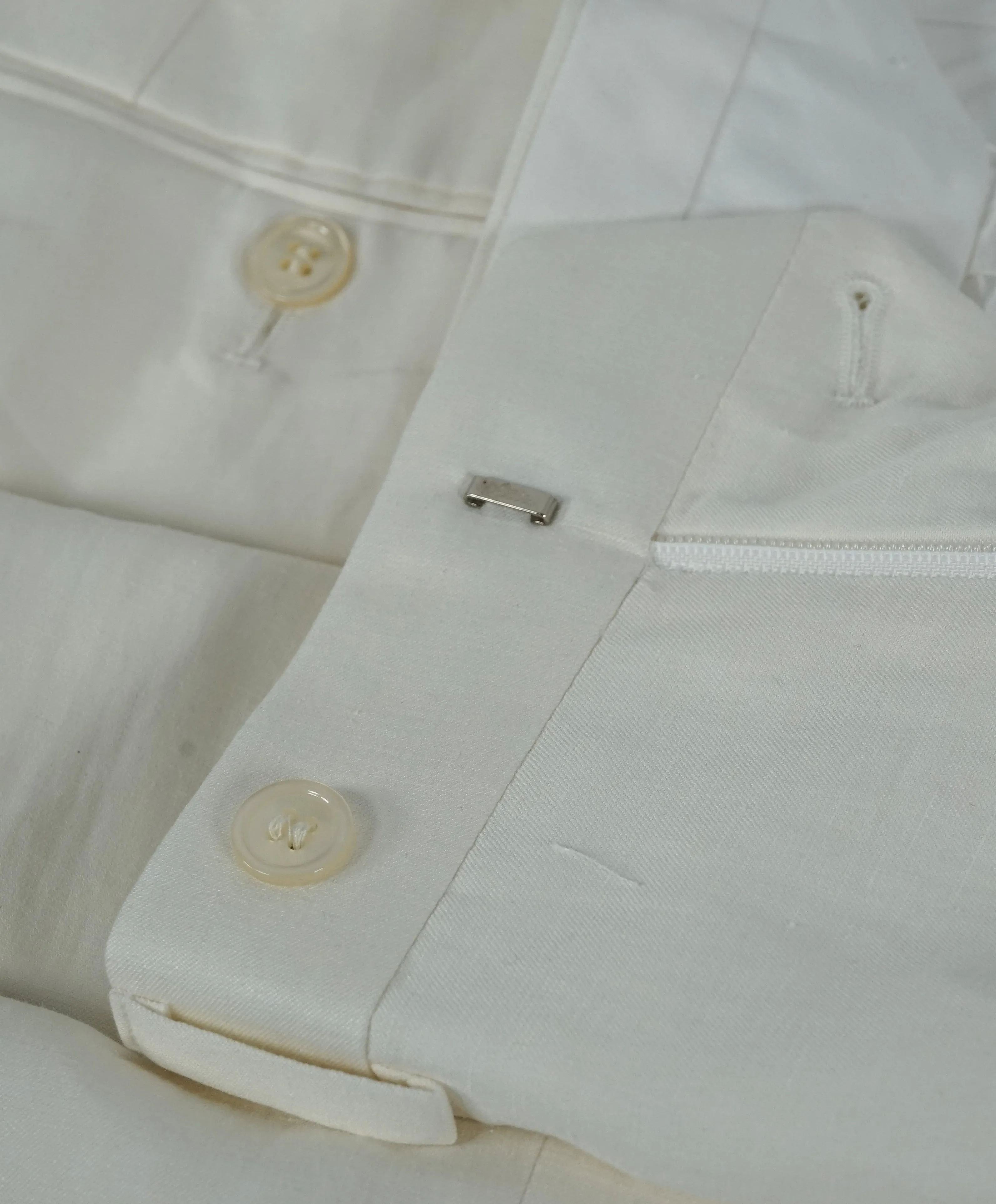 SAKS FIFTH AVE by SAMUELSOHN-  Linen & Silk Ivory Flat Front Pants - 40W