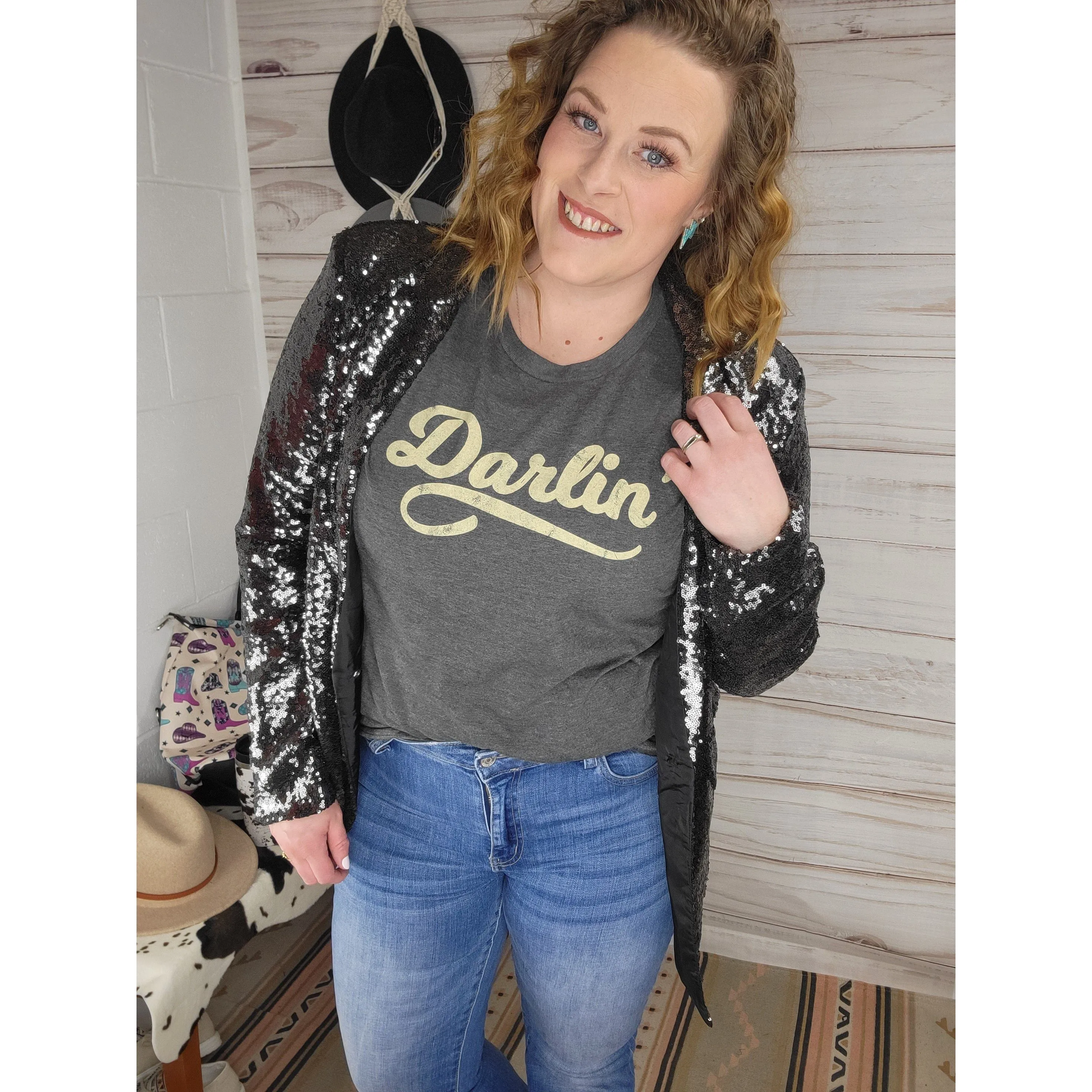 Sequin Party Blazer - Black