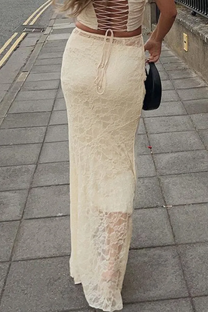 Sexy Lace Fishtail Regular High Waist Bottoms(Detachable two-piece)