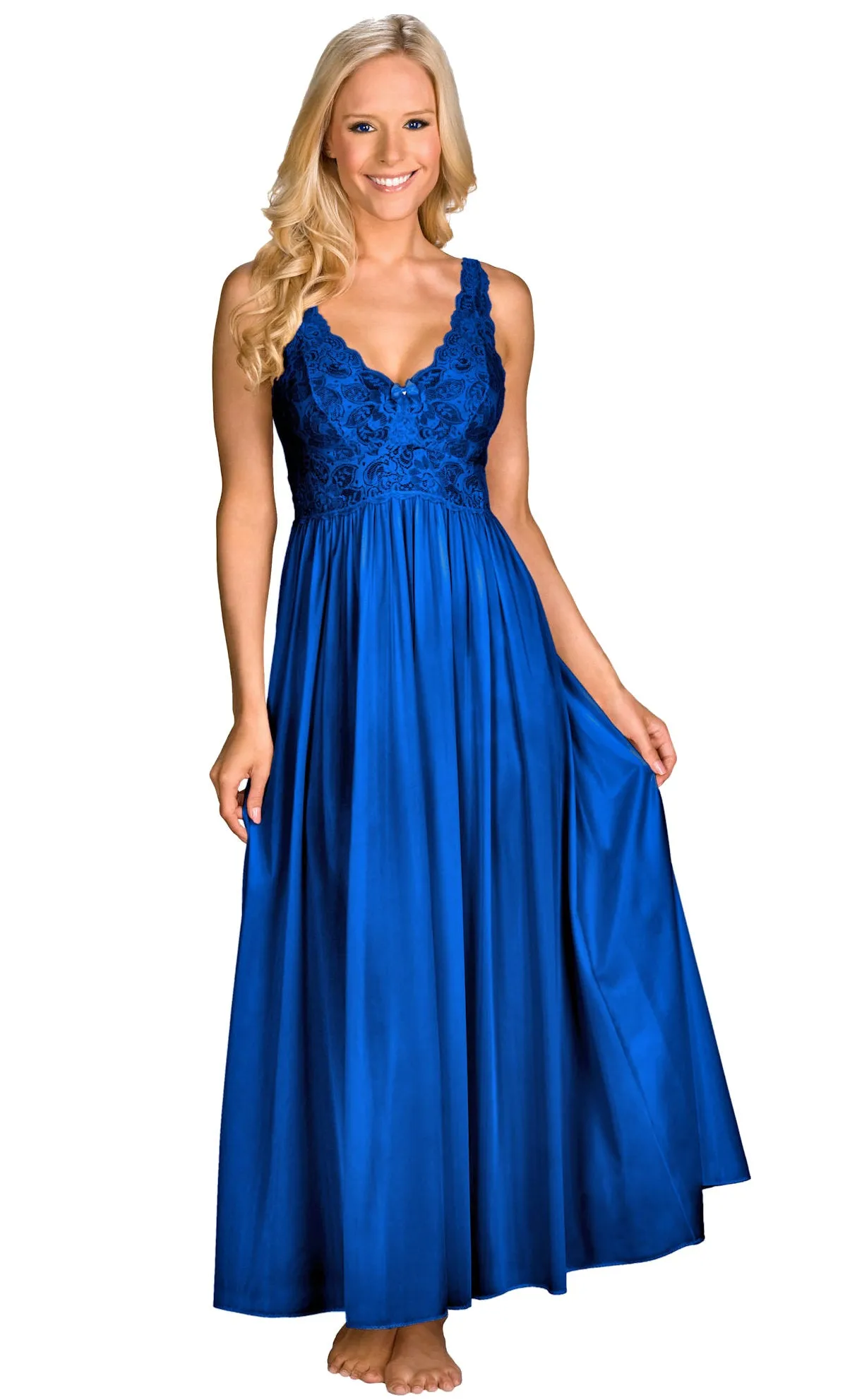 Shadowline Nightgown Long Lace Bodice Silhouette Style 31737