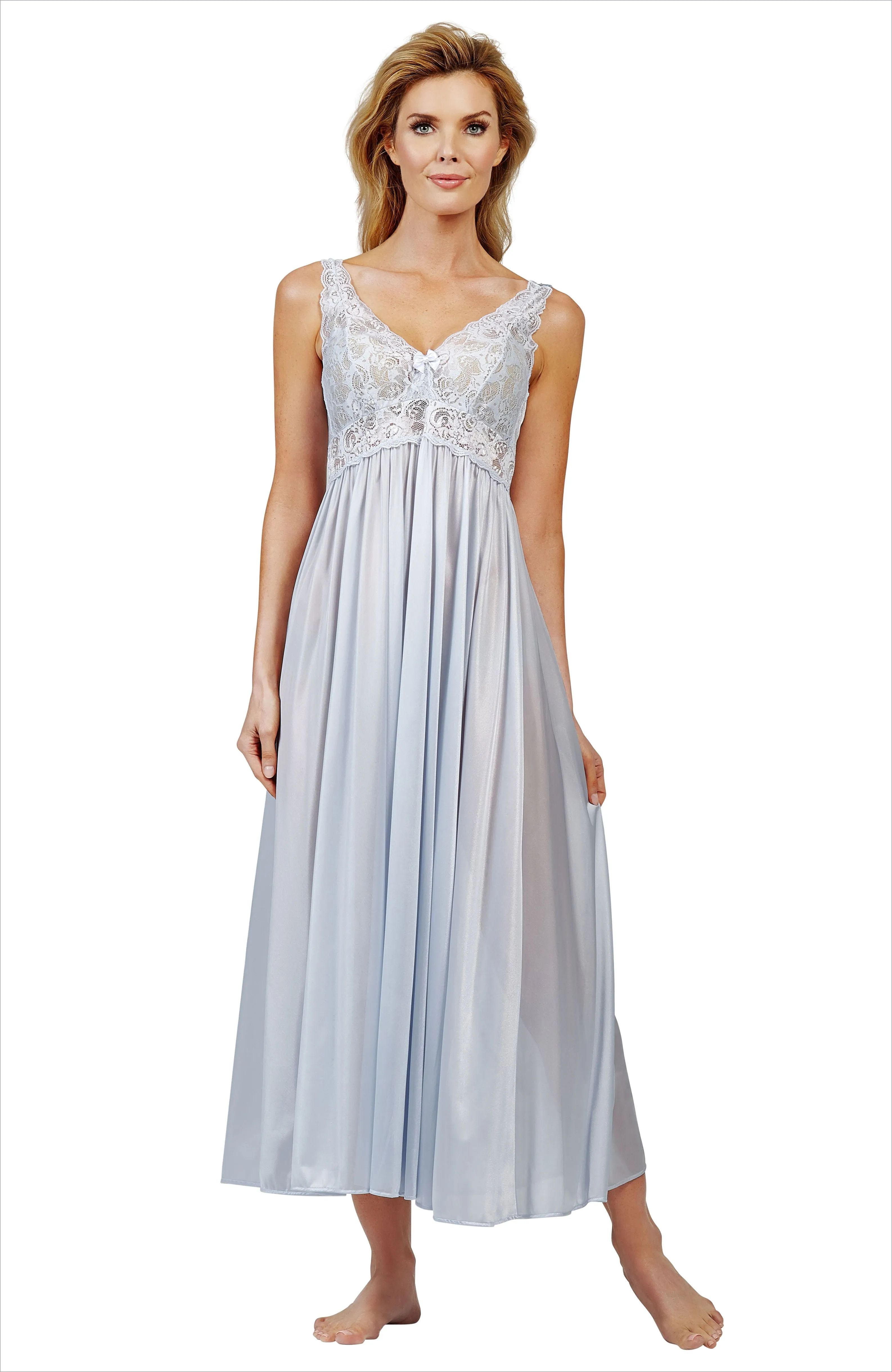Shadowline Nightgown Long Lace Bodice Silhouette Style 31737