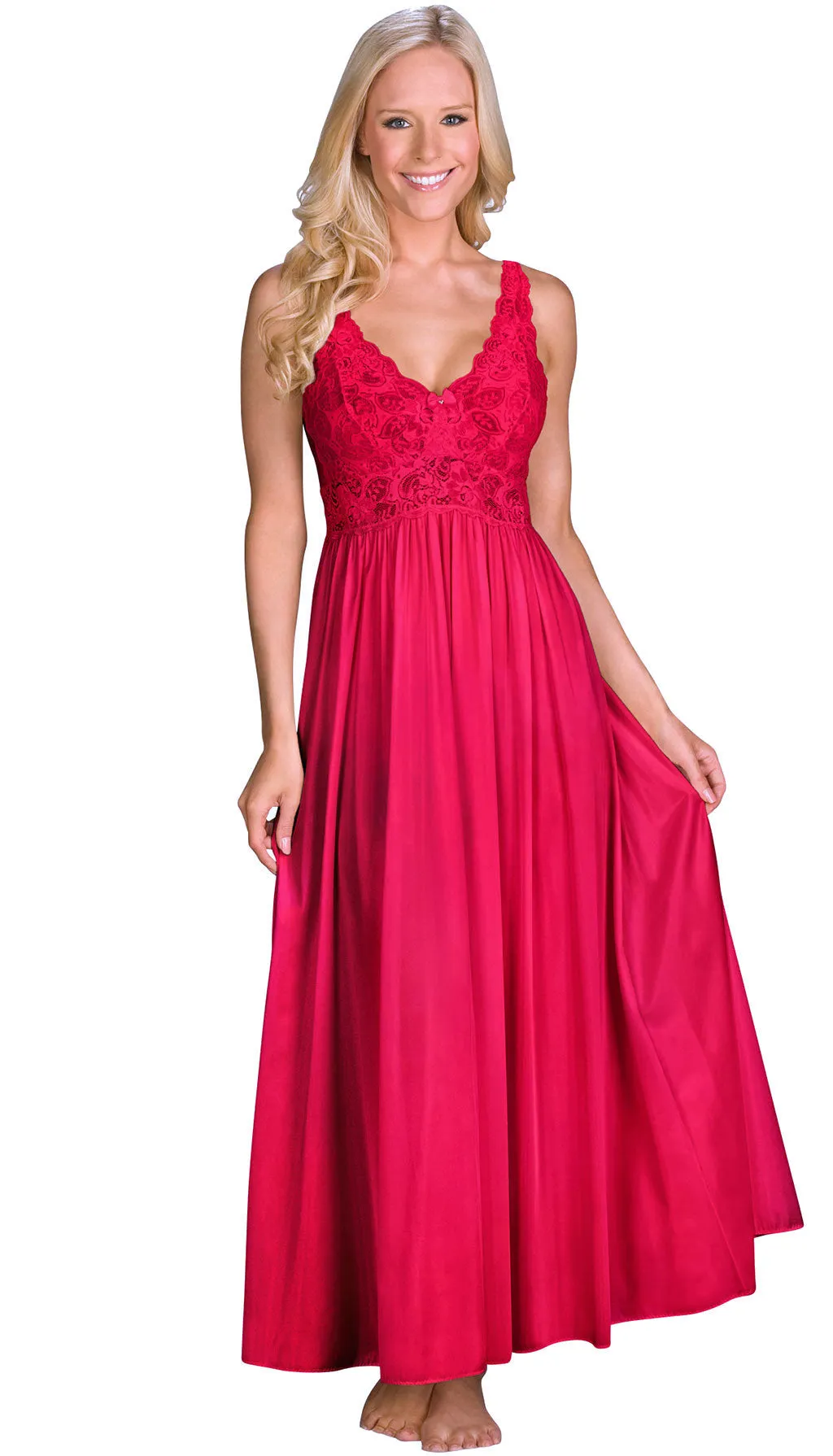 Shadowline Nightgown Long Lace Bodice Silhouette Style 31737