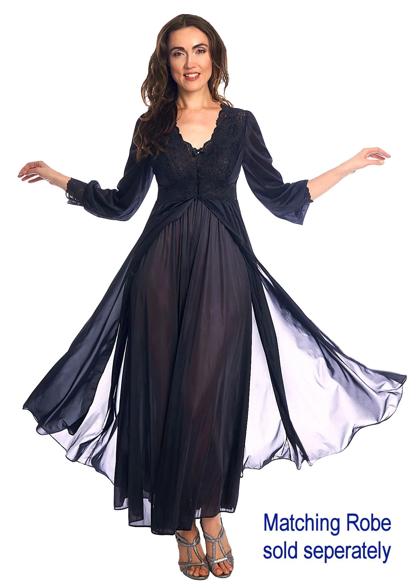 Shadowline Nightgown Long Lace Bodice Silhouette Style 31737