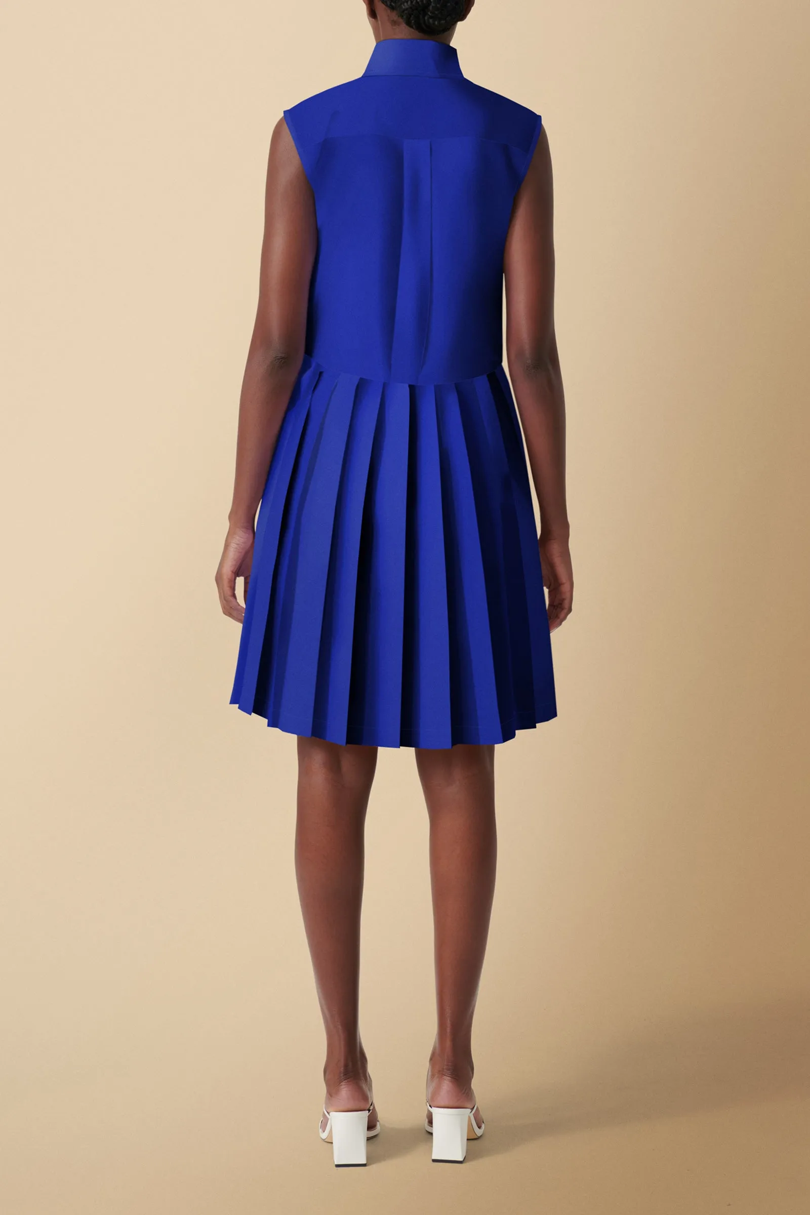 Shiro Sleeveless Cotton Poplin Shirtdress in Blue
