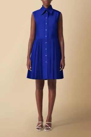 Shiro Sleeveless Cotton Poplin Shirtdress in Blue