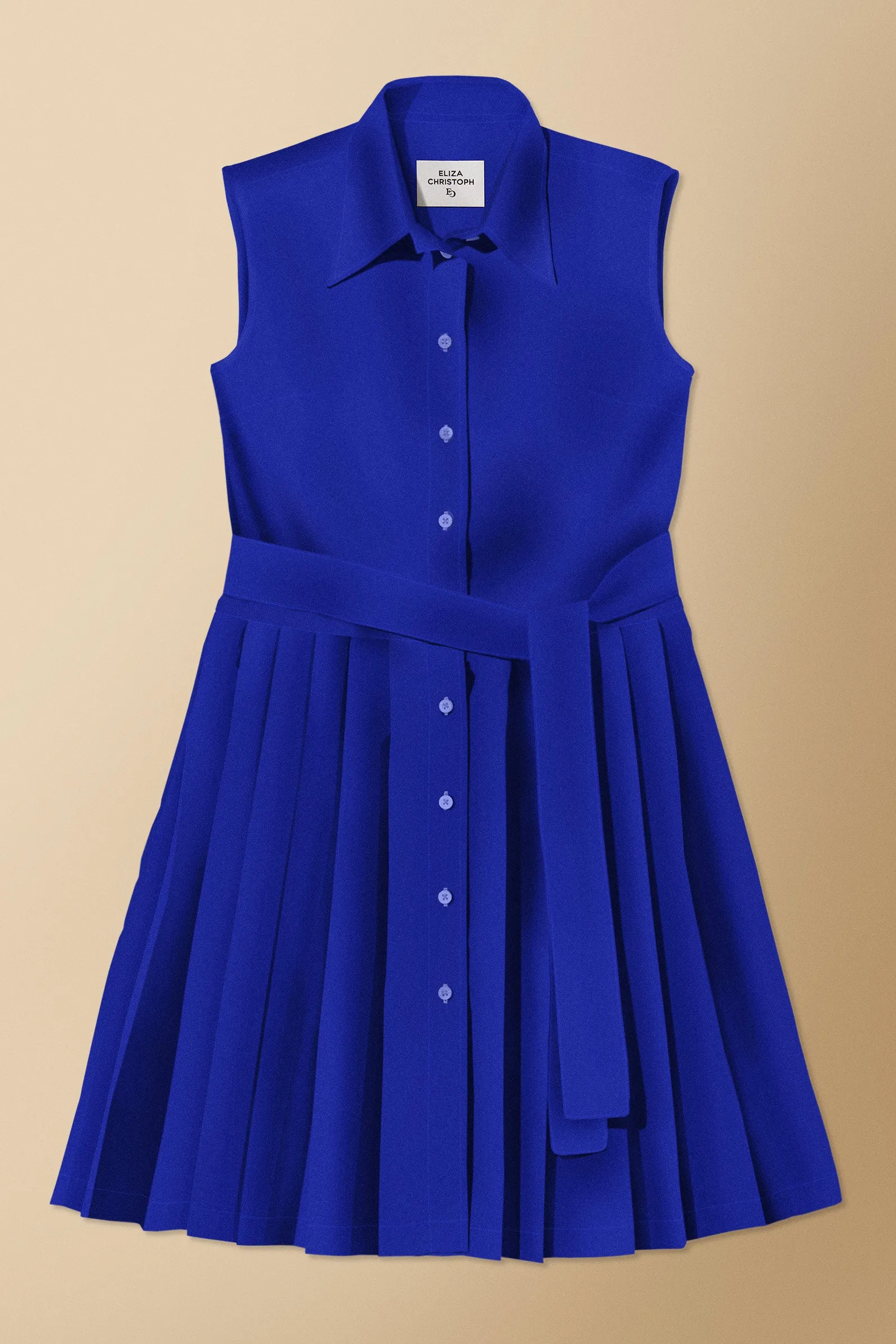 Shiro Sleeveless Cotton Poplin Shirtdress in Blue