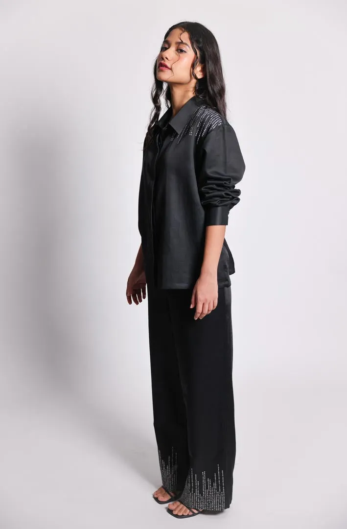 spot to stroke co-ord, black