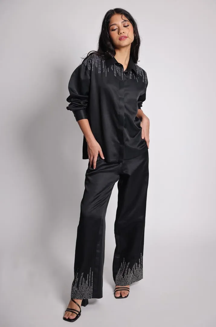 spot to stroke co-ord, black