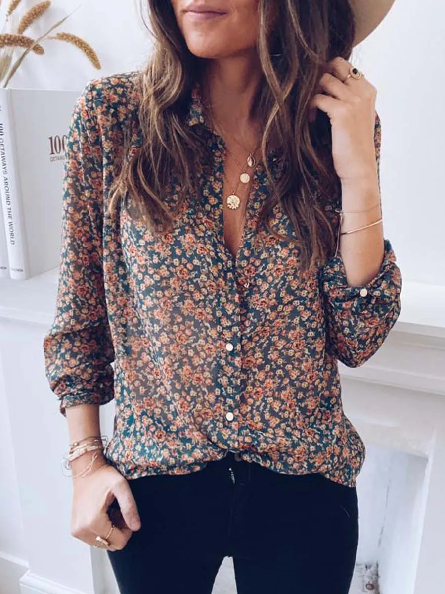 Stunncal Floral Chiffon Blouse