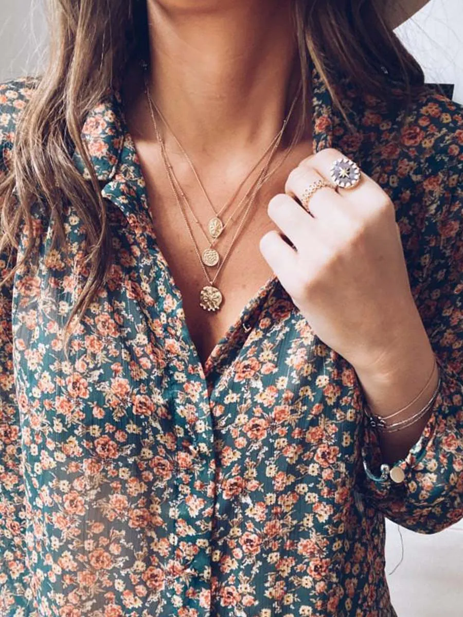Stunncal Floral Chiffon Blouse